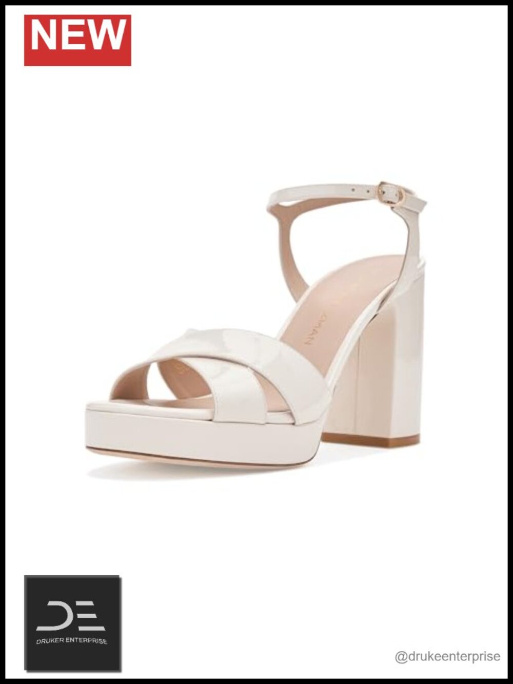 Stuart Weitzman Dayna Platform Heeled Sandals Patent Leather X-Strap